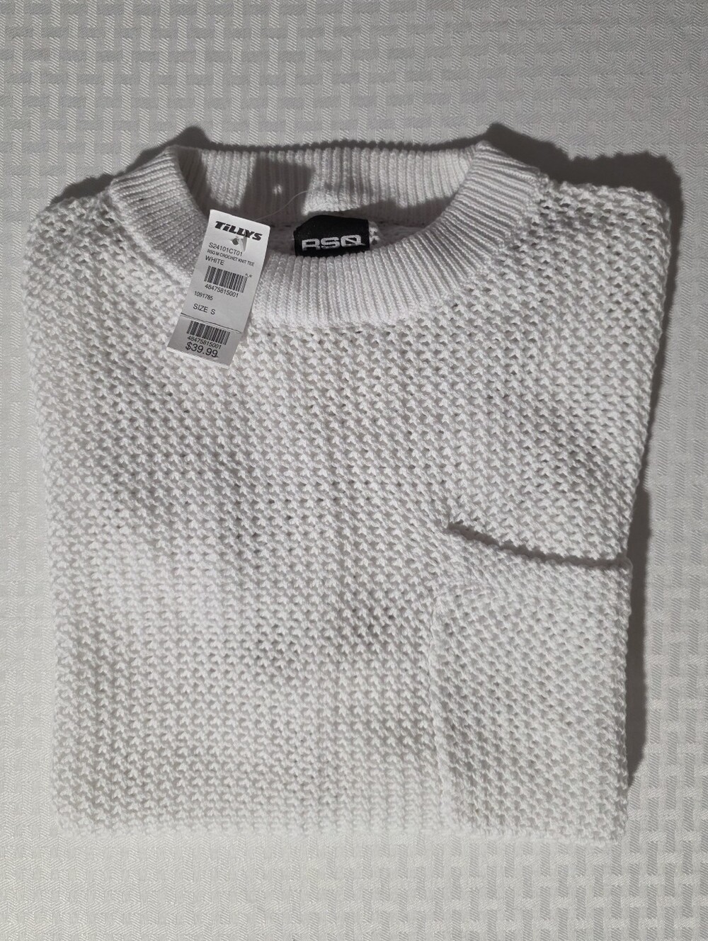 RSQ White Waffle Knit Crewneck Sweater